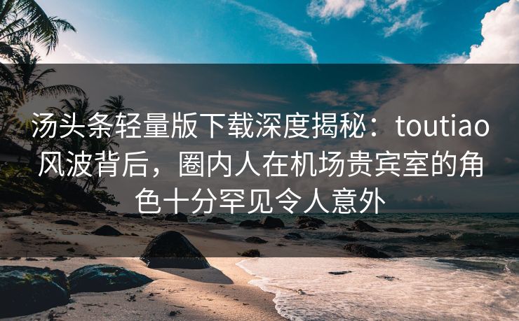 汤头条轻量版下载深度揭秘:toutiao风波背后,圈内人在机场贵宾室的角色十分罕见令人意外
