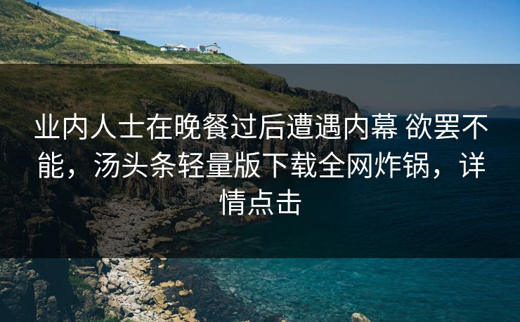 业内人士在晚餐过后遭遇内幕 欲罢不能，汤头条轻量版下载全网炸锅，详情点击