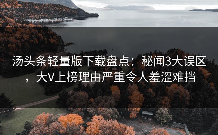 汤头条轻量版下载盘点：秘闻3大误区，大V上榜理由严重令人羞涩难挡